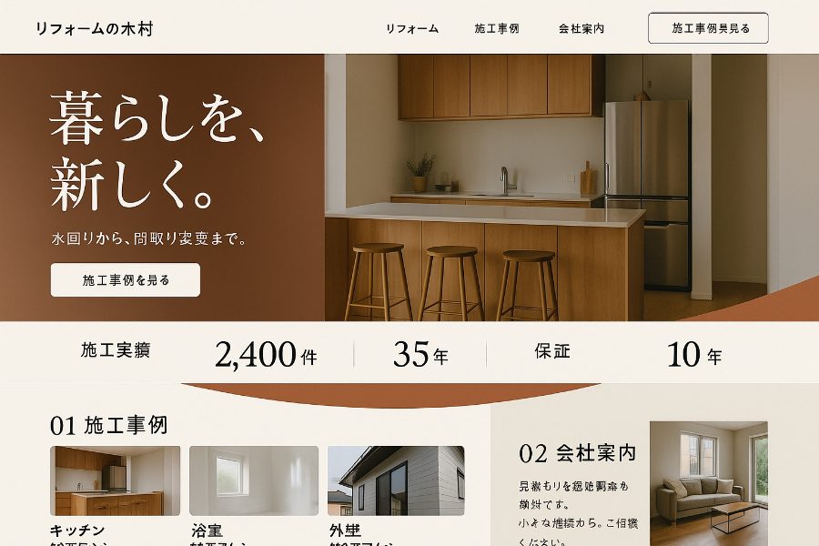 リフォームのホームページ案(PC表示)