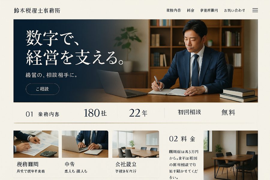 税理士・士業のホームページ案(PC表示)